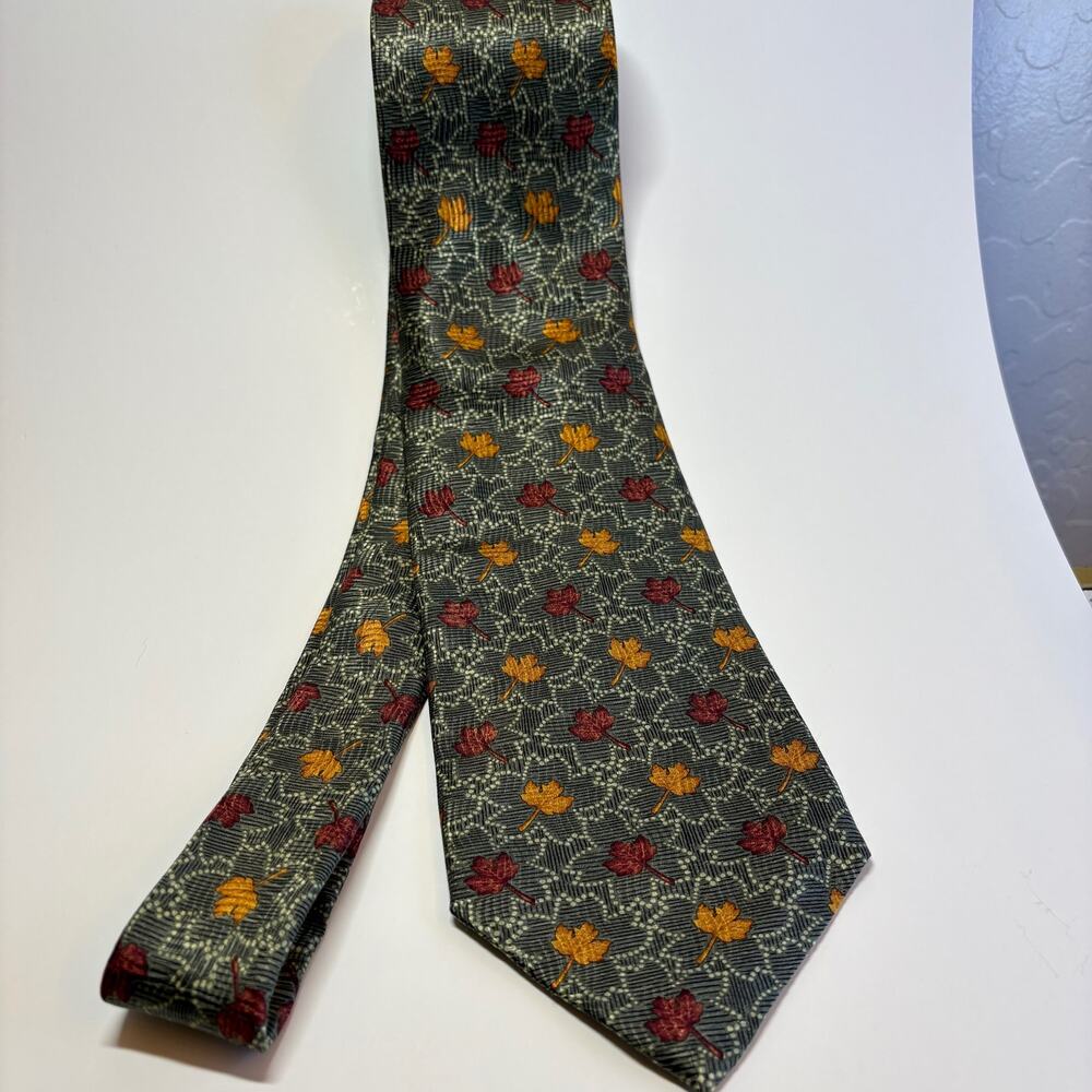 ROBERT TALBOTT Silk Tie Leaf Pattern Formal Wear Men’s L 58”